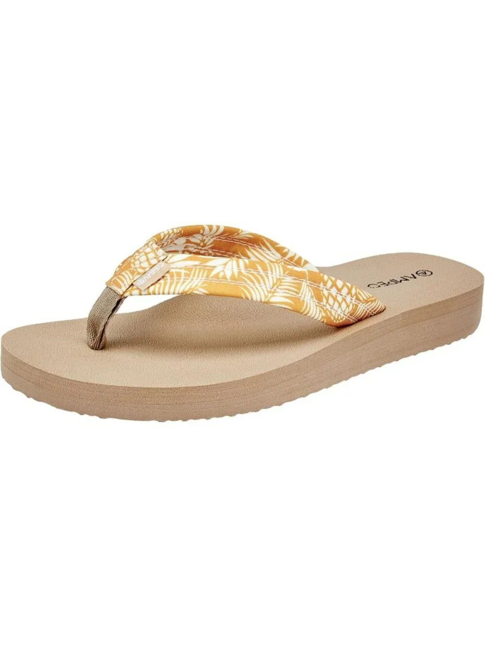 Women's Floral Pineapple Leaf Yellow Comfortable Flip Flops Summer Thong Sandals